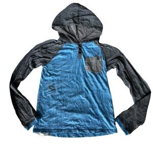 Volcom Blue & Gray Button Front Raglan Hoodie - Youth Medium